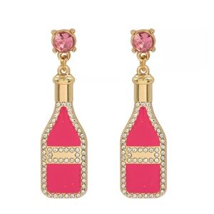 Champagne Bottle Earrings - Chic Sparkly Pink & Goldtone Acrylic - New!